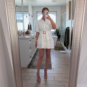 Aura White Mini Dress with Belt